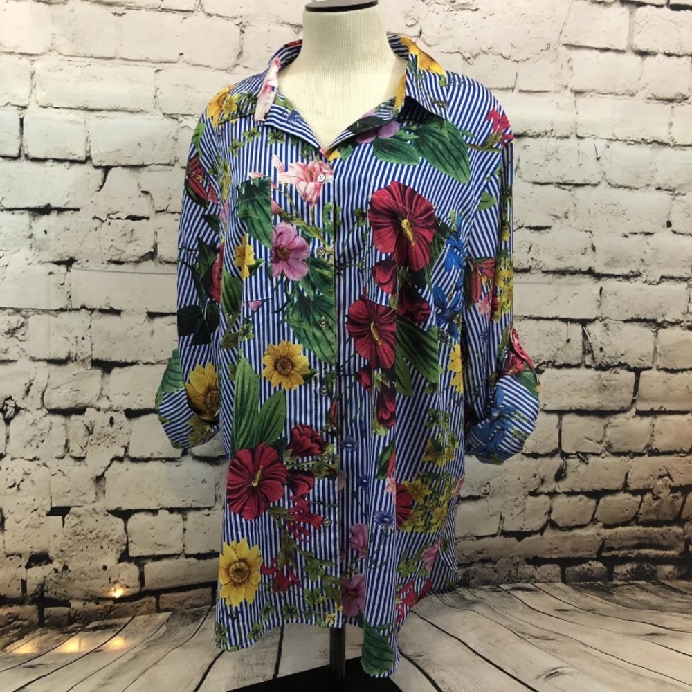Calvin Klein floral stripe blouse